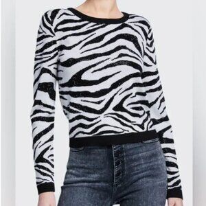 Alice + Olivia Connie Embellished Zebra Sweater M